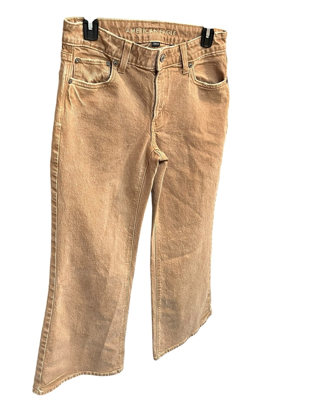 AE Khaki Colored Denim Low Rise Flare Jeans - Tan/Light Brown - Size 6 - Picture 4 of 11